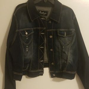Never worn cute distress Jean jacket